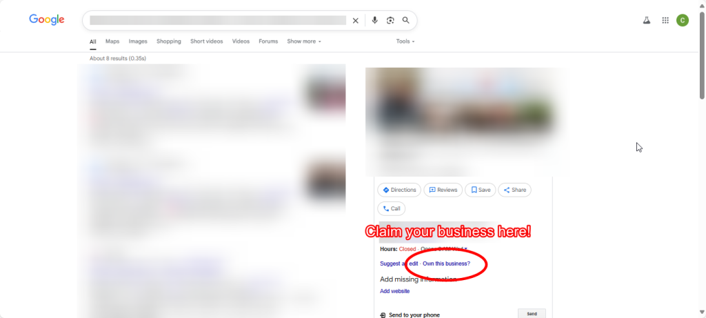 Claim your business in Google listings.