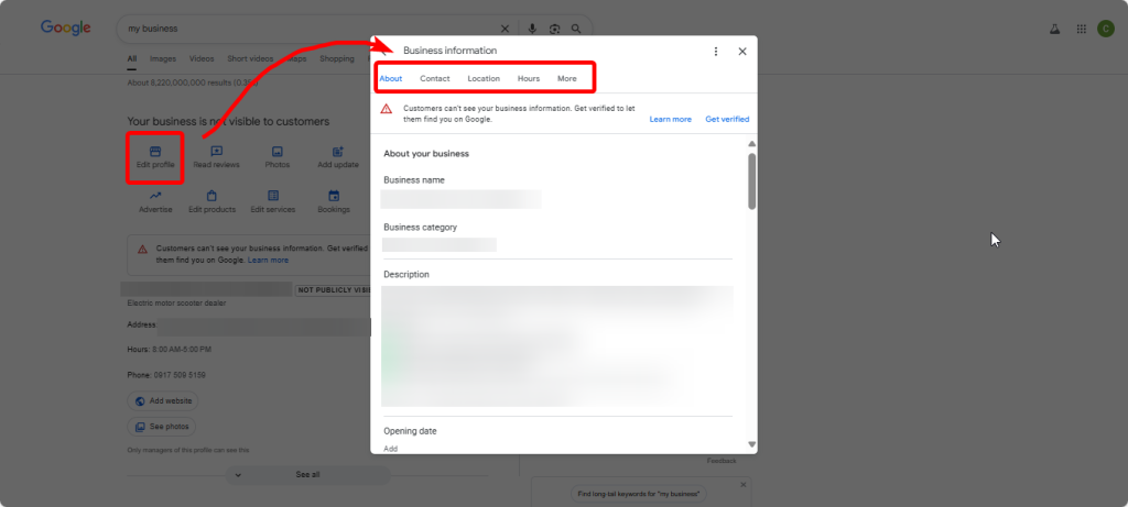 Optimizing Google Business Profile and filling all information to show in Google Maps.
